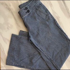 LOFT navy & white wide leg denim trouser